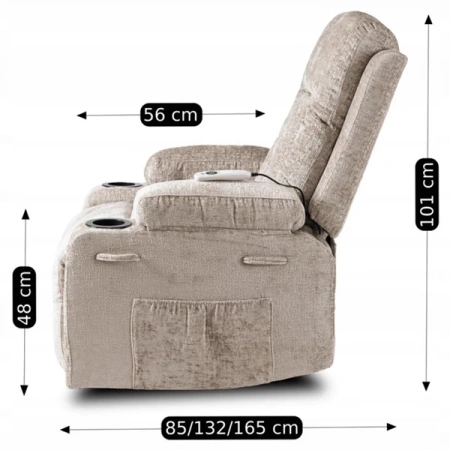 Fotel Masujący BOX Beżowy Welurowy