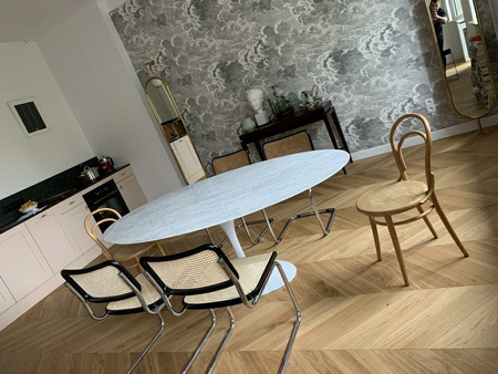 Stół TULIP ELLIPSE MARBLE CARRARA 200     biały - marmur, metal