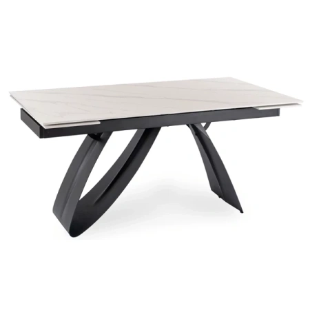 Stół Rozkładany DEVON 160-220 cm Biały Marmur/Czarny