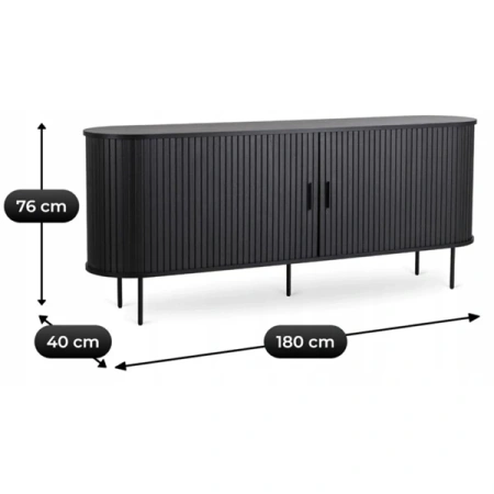 Komoda Dwudrzwiowa Rozsuwana 180 cm TRISH Czarna