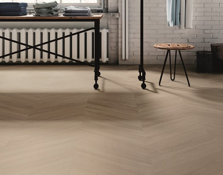 Emil Ceramica Elegant Sleek Wood Chevron White 11x54