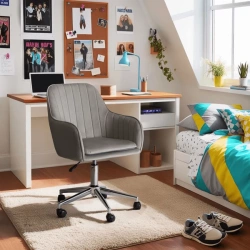 Fotel Obrotowy TOM Szary Welurowy