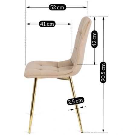 Krzesło YORK Kremowe Welurowe