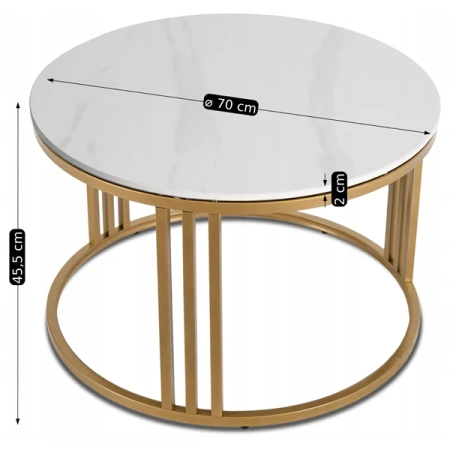 Stolik KORIN Biały Połysk/Złoty
