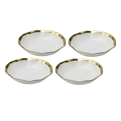 KARE komplet 4 talerzy głębokich BELL 20  cm biało-złoty