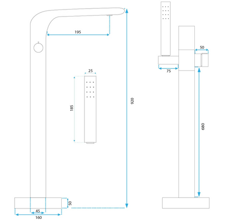 BATERIA WANNOWA PODŁOGOWA ST004 CLARK ZŁOTA