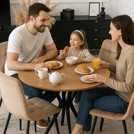 Stół LAUREN 90 cm Dąb Złoty/Czarny