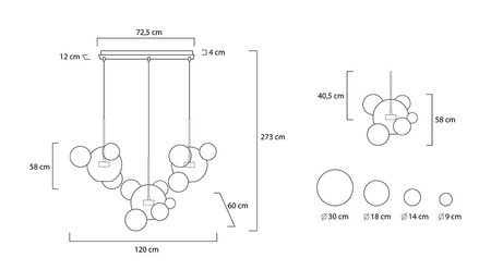 MOOSEE lampa wisząca CAPRI LINE 3 złota