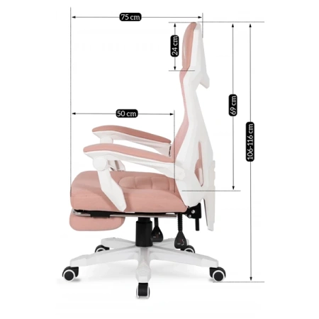 Fotel Obrotowy BING Różowy/biały