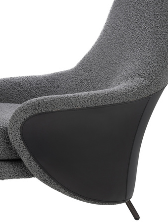 Fotel LOBBY TEDDY szary - stal, opal