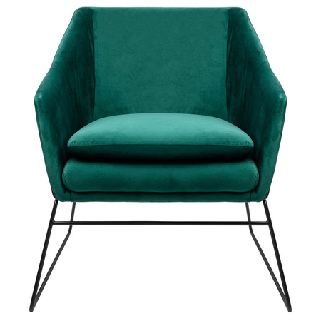 Fotel EMMA VELVET ciemny zielony -        welur, metal