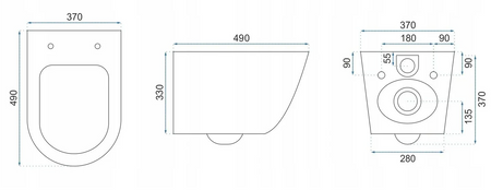 WC - CARLO MINI RIMLESS BRUSH GOLD/WHITE