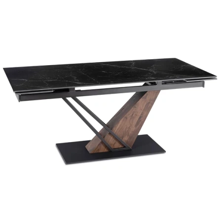 Stół REX 2 180-240 cm Czarny Marmur/Orzech