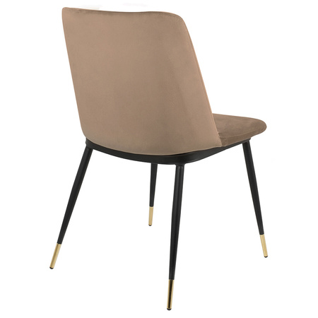 Krzesło DIEGO khaki / beżowe - welur,     podstawa czarno złota