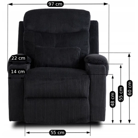 Fotel TORRES Czarny Sztruksowy