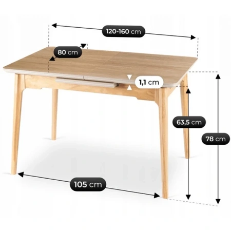 Stół Ceramiczny SAMER 120-160 cm Dąb