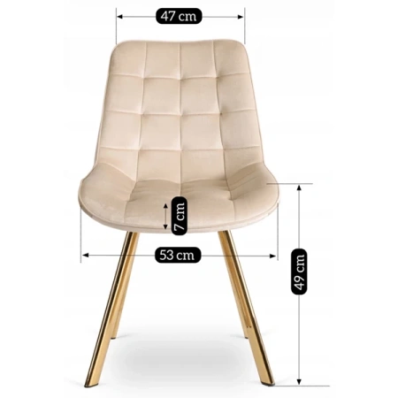 Krzesło DEVI Kremowe Welurowe