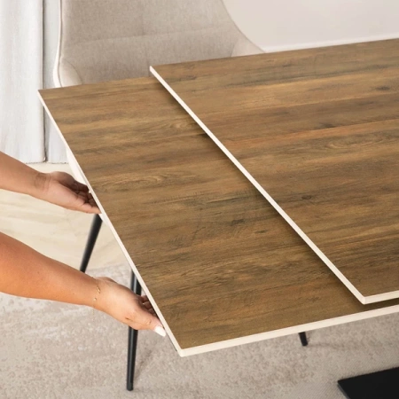 Stół REX 160-220 cm Ciemnobrązowy Dąb/Czarny