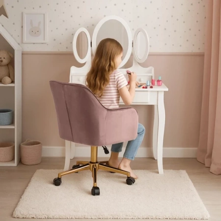 Fotel Obrotowy KONOR Różowy Welurowy