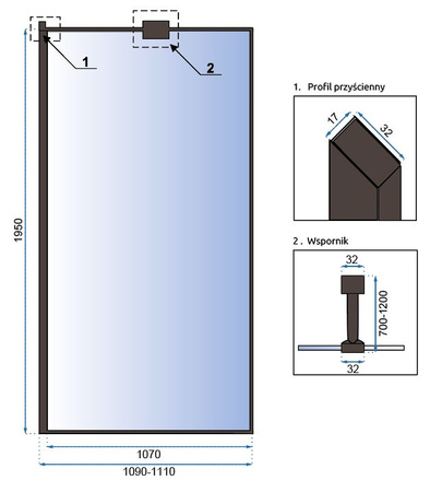 ŚCIANKA PRYSZNICOWA BLER 110