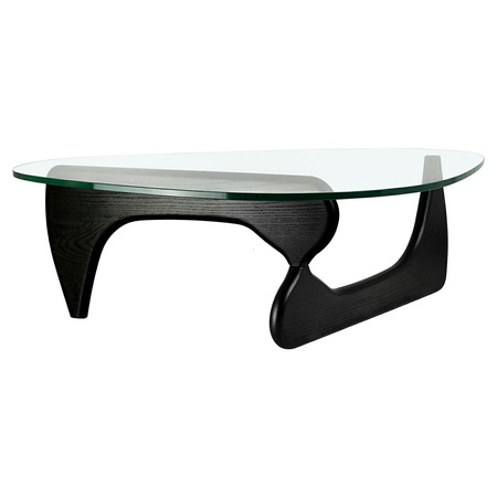 Stolik STABLE BLACK - szkło, podstawa     drewniana czarny jesion.