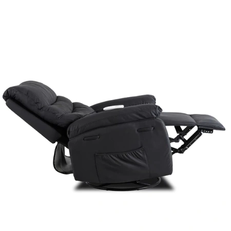 Fotel Masujący BRUCE Rozkładany Czarny Ekoskóra