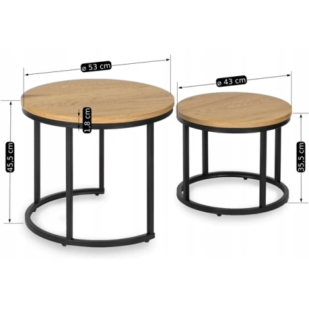 Zestaw Stolików DELIA Dąb Złoty