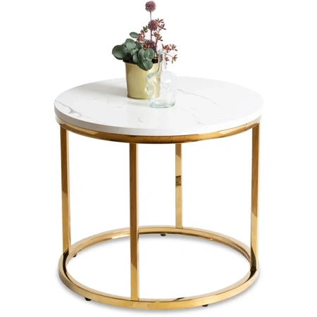 Stolik CLIFF Biały Marmur/Złoty