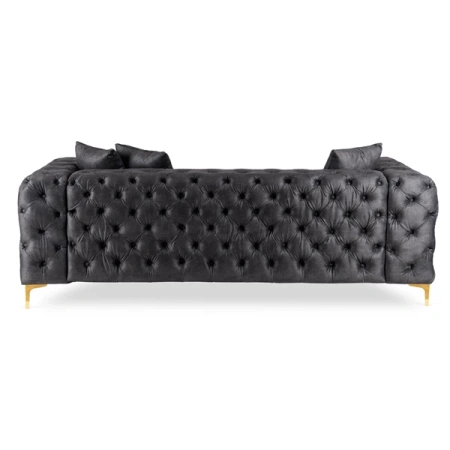 Sofa SORRENTO 3S Trzyosobowa Czarna Welurowa