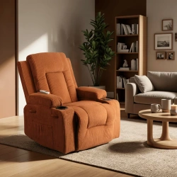 Fotel Masujący BOX Rudy Sztruksowy