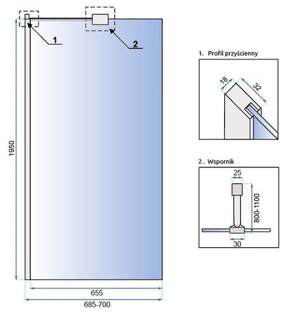 ŚCIANKA PRYSZNICOWA AERO CHROM "N" 100
