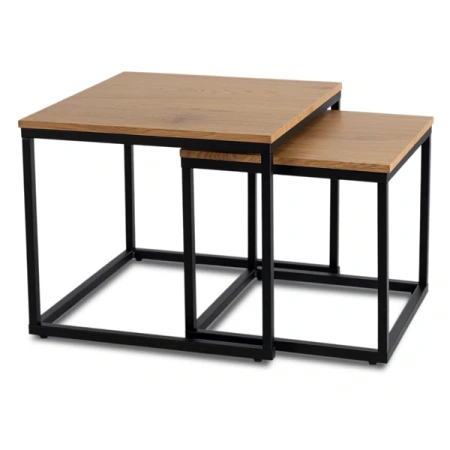 Zestaw Stolików CARMI Dąb Złoty/Czarny