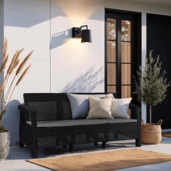 Sofa Ogrodowa FLINT Technorattan Czarna