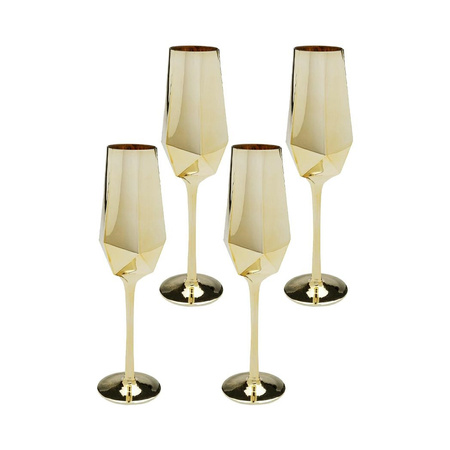KARE komplet 4 kieliszków do szampana     DIAMOND 365 ml złoty