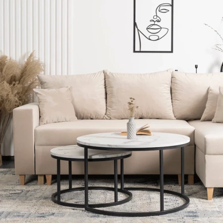 Zestaw Stolików DAFNE MAX Biały Marmur