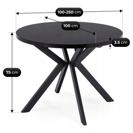 Stół LUKAS 100-250 cm Czarny