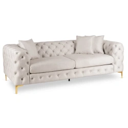 Sofa SORRENTO 3S Trzyosobowa Kremowa Welurowa