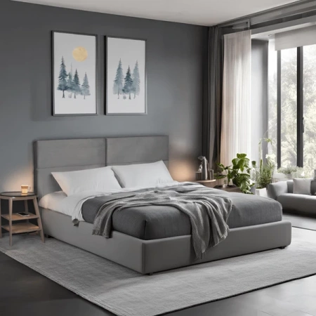 Łóżko 160x200 TULSA Welurowe Szare