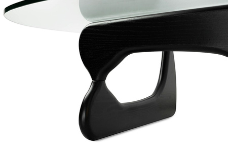 Stolik STABLE BLACK - szkło, podstawa     drewniana czarny jesion.