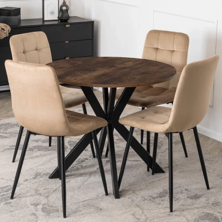 Stół LAUREN 90 cm Dąb Rustykalny/Czarny