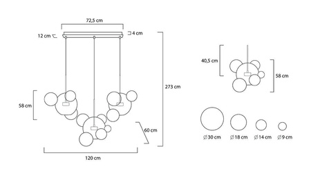 MOOSEE lampa wisząca CAPRI LINE 3 złota   / biała