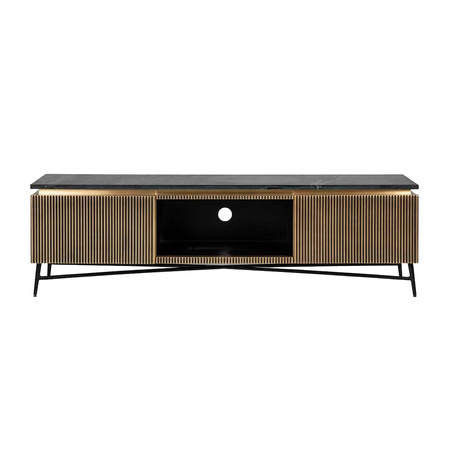 RICHMOND szafka RTV IRONVILLE – marmur, metal, MDF, sklejka brzozowa