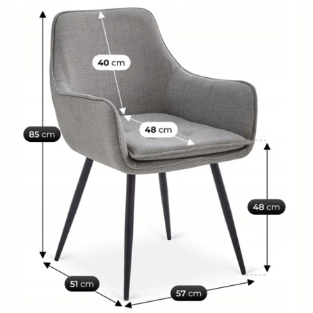 Krzesło EDRICK Tkanina Szare