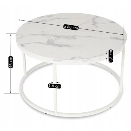 Stolik AGNES MAX Biały Marmur