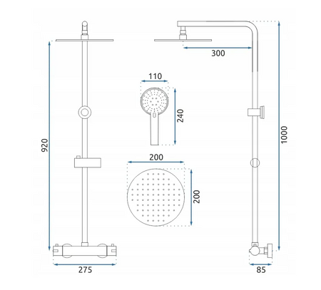 ZESTAW NATRYSKOWY BLISS ZŁOTY SZCZO TERMOSTAT