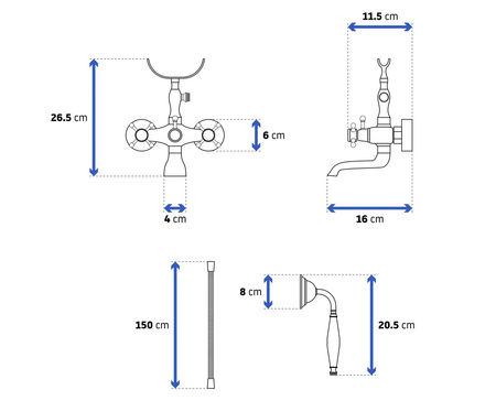 BATERIA WANNOWA RETRO CZARNA PRZECIERANA