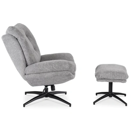 Fotel Wypoczynkowy Obrotowy FREMONT Z Podnóżkiem Szary