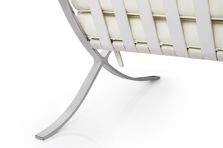 Sofa dwuosobowa BARCELON PRESTIGE PLUS  biała - włoska skóra naturalna, stal