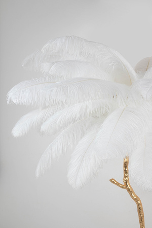 MOOSEE lampa podłogowa TIFFANY 175 biała  mosiądz / naturalne pióra