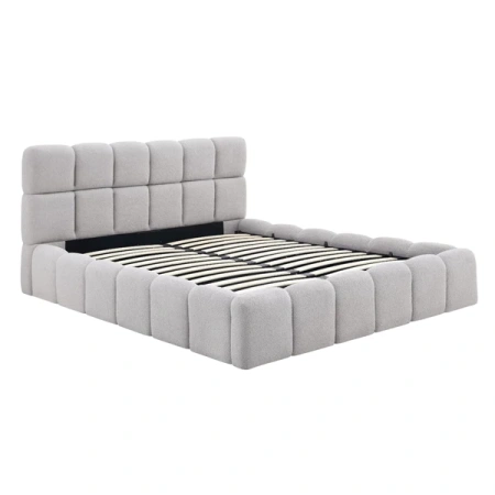 Łóżko 160x200 MURCJA Boucle Szare Z Pojemnikiem
